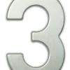 Chiffre adhésif N°3 en acier inoxydable H.9,5 cm