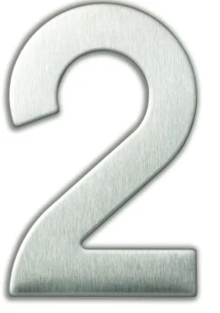 Chiffre adhésif N°2 en acier inoxydable H.9,5 cm