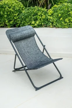 Chilienne pliante Kara gris anthracite 79x62x87cm