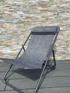Chilienne pliante Kara gris anthracite 79x62x87cm