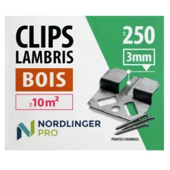Clips lambris bois pose murale 3 mm