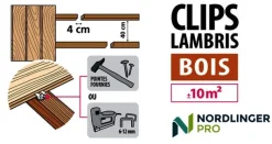 Clips lambris bois pose murale 3 mm