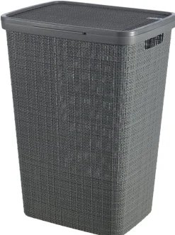 Coffre à linge avec couvercle 58 L JUTE gris anthracite