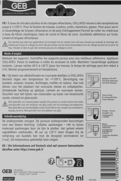 Colle mastic réfractaire Propfeu Collafeu tube 50ml GEB