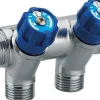 Collecteur robinet bleu M-F 20x27 - 2 départs Mâle 15x21