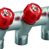 Collecteur robinet rouge M-F 20x27 - 3 départs Mâle 15x21