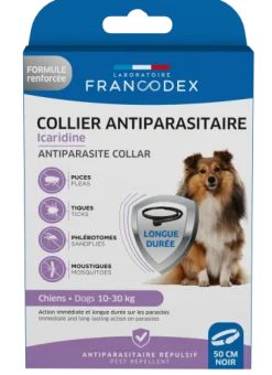 Collier antiparasitaire Icaridine pour chien 50 cm noir