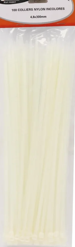 Collier nylon 4,8x300mm incolore (x100)