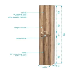 Colonne à suspendre Emilien bois 120 cm AURLANE