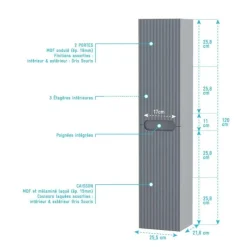 Colonne à suspendre Emilien gris souris 120 cm AURLANE