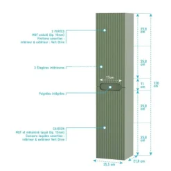 Colonne à suspendre Emilien vert olive 120 cm AURLANE