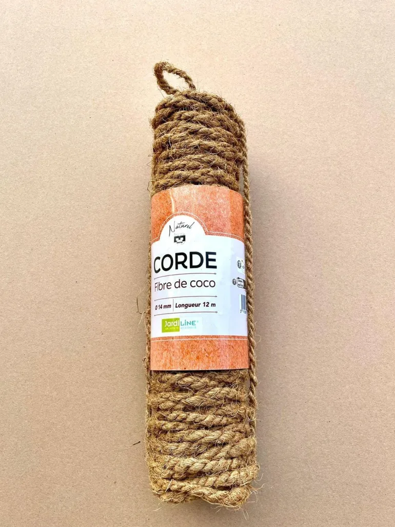 Corde en fibre de coco pour voile ombrage Ø 14mm x 12m