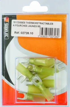 Cosse à fourche isolée thermorétractable jaune M5 (x10)