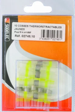 Cosse jonction bout à bout isolée thermo à souder jaune(x10)