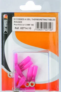 Cosse à oeil isolée thermorétractable rouge M4 (x10)