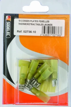 Cosse plate femelle isolée thermo jaune 6,3x0,8mm (x10)