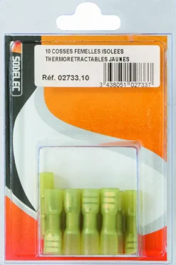 Cosse plate femelle 100% isolée thermo jaune 6,3x0,8mm (x10)