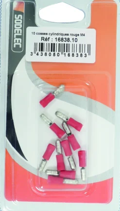 Cosse ronde mâle isolée rouge M4 (x10)