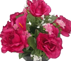 Coupe funéraire de roses et callas H 25 Ø 25 cm