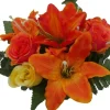 Coupe funéraire de roses et de lys H 18 Ø 32 cm