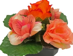 Coupe funéraire de roses et d'alstros H 15 Ø 20 cm