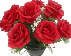 Coupe funéraire de roses ouvertes H 29 Ø 28 cm