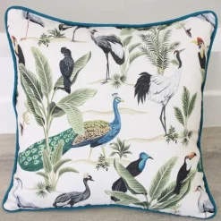 Coussin imprimé motif oiseaux Birdy 40x40 cm vert