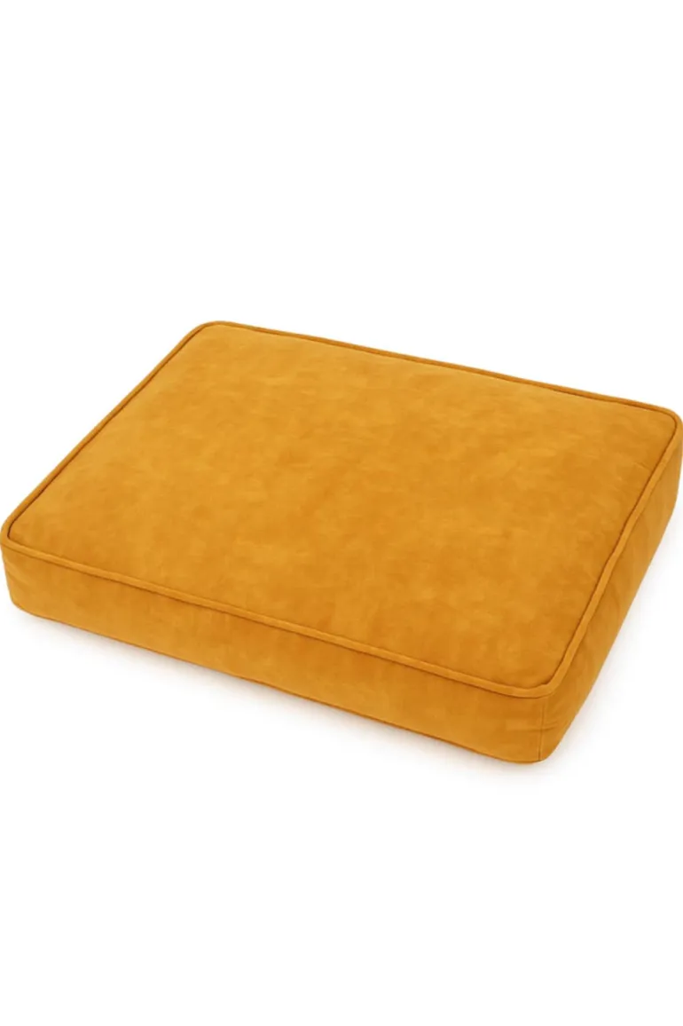 Coussin pour chien Hampton jaune moutarde 80 cm