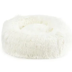 Coussin rond en fourrure crème Ø76 cm