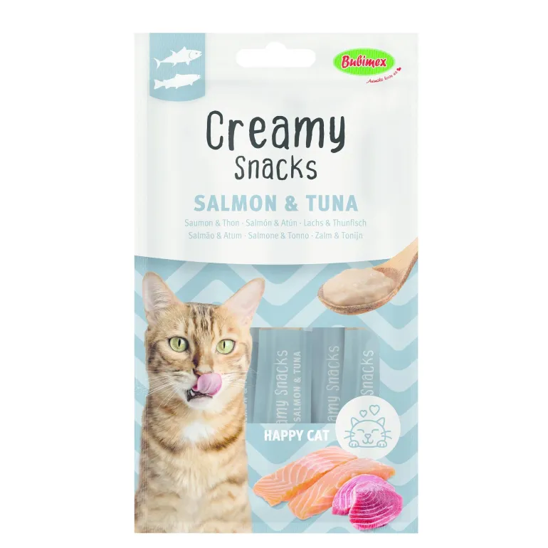Creamy snacks pour chat au thon/saumon 60g (x4) BUBIMEX