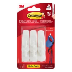Crochet plastique basique blanc petit modèle (x6) 3M