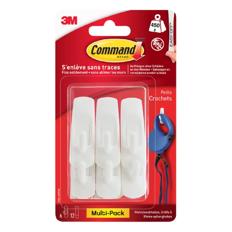 Crochet plastique basique blanc petit modèle (x6) 3M