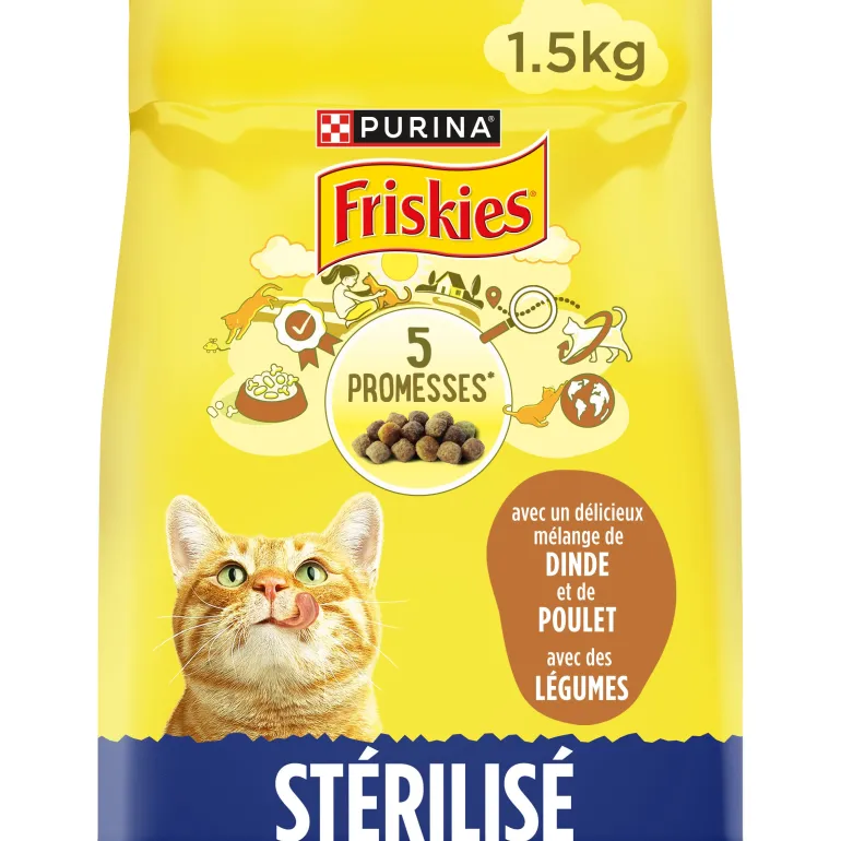 Croquettes chat adulte stérilisé Dinde-Poulet-Légumes 1,5kg