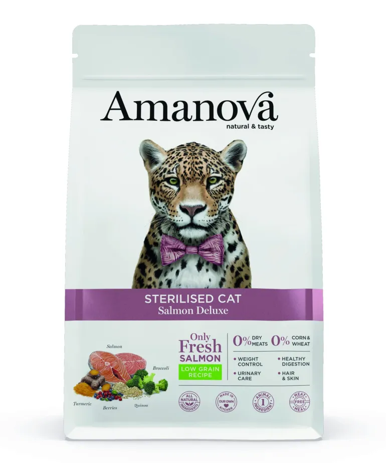 Croquettes chat stérilisé goût saumon 6 kg AMANOVA