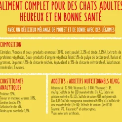 Croquettes pour chat d'intérieur Poulet-Dinde-Légumes 1,5 kg