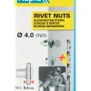 Écrous à sertir M4 pour plage serrage jusqu'à 2.0 mm (x20)