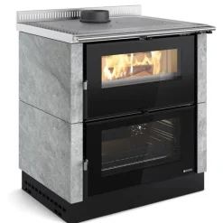 Cuisinière à bois Verona XXL noir/pierre naturelle NORDICA