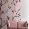 Décor panoramique oiseau romantic rose AS CREATION
