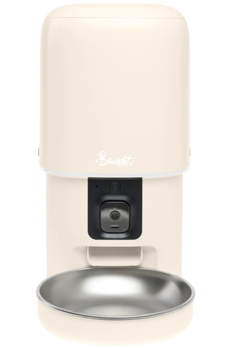 Distributeur de croquettes connecté pour chat/chien 4L Crème