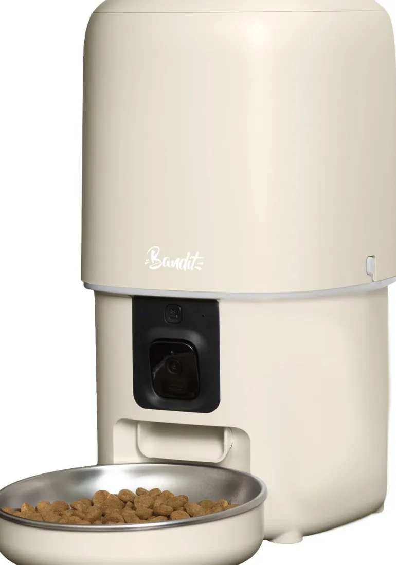Distributeur de croquettes connecté pour chat/chien 4L Crème
