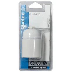 Douille bakélite E27 blanche à support équerre