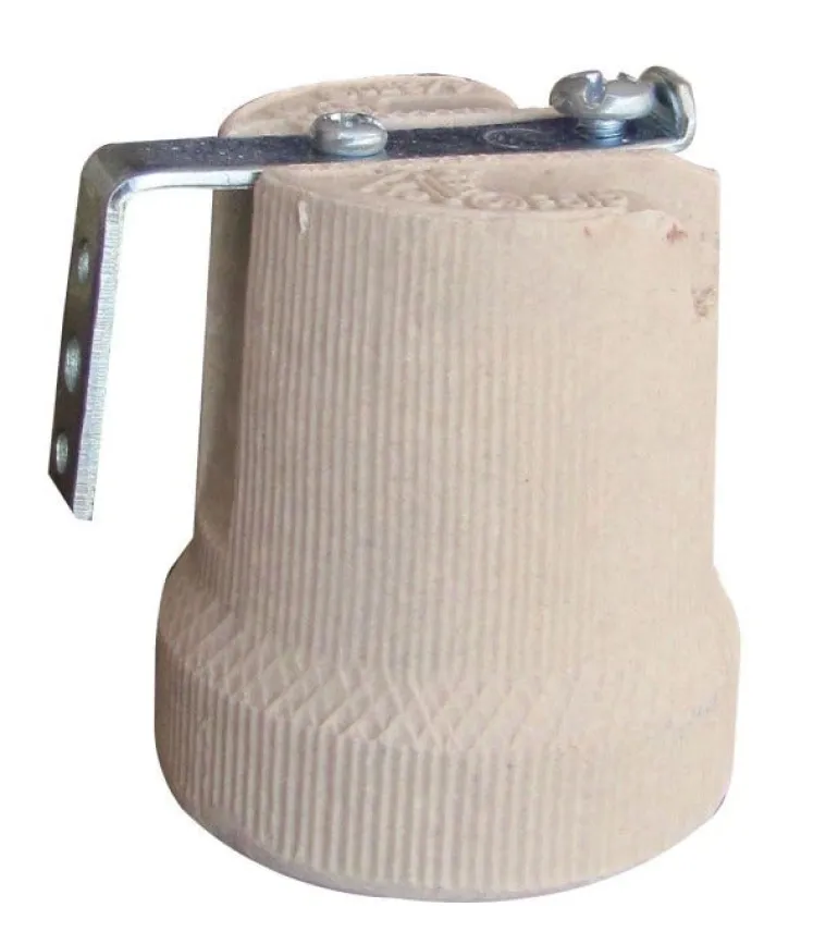 Douille E27 porcelaine + support équerre