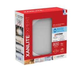 Downlight rond 800 lm blanc encastrable/en saillie IP44 CCT