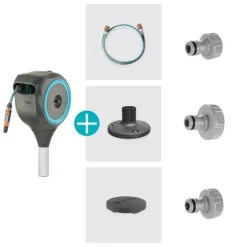Dévidoir auto pour terrasse RollUp S 15 m bleu GARDENA