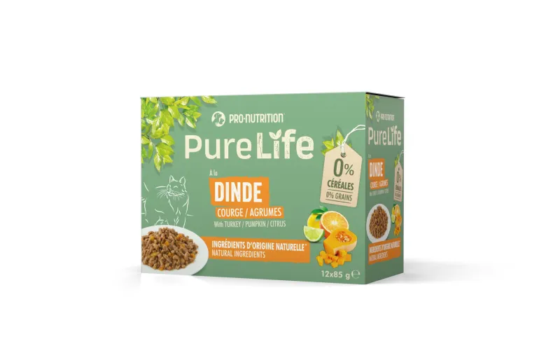 Effilés pour chat à la dinde en sauce 12x85g PURELIFE
