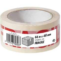 Emballage PP "FRAGILE" blanc/rouge 66m x 48mm