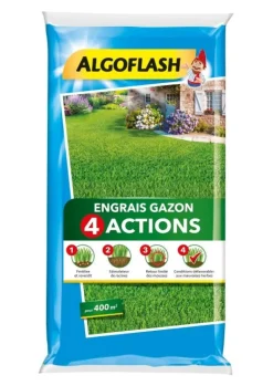 Engrais gazon 4 actions 16kg 400m² ALGOFLASH