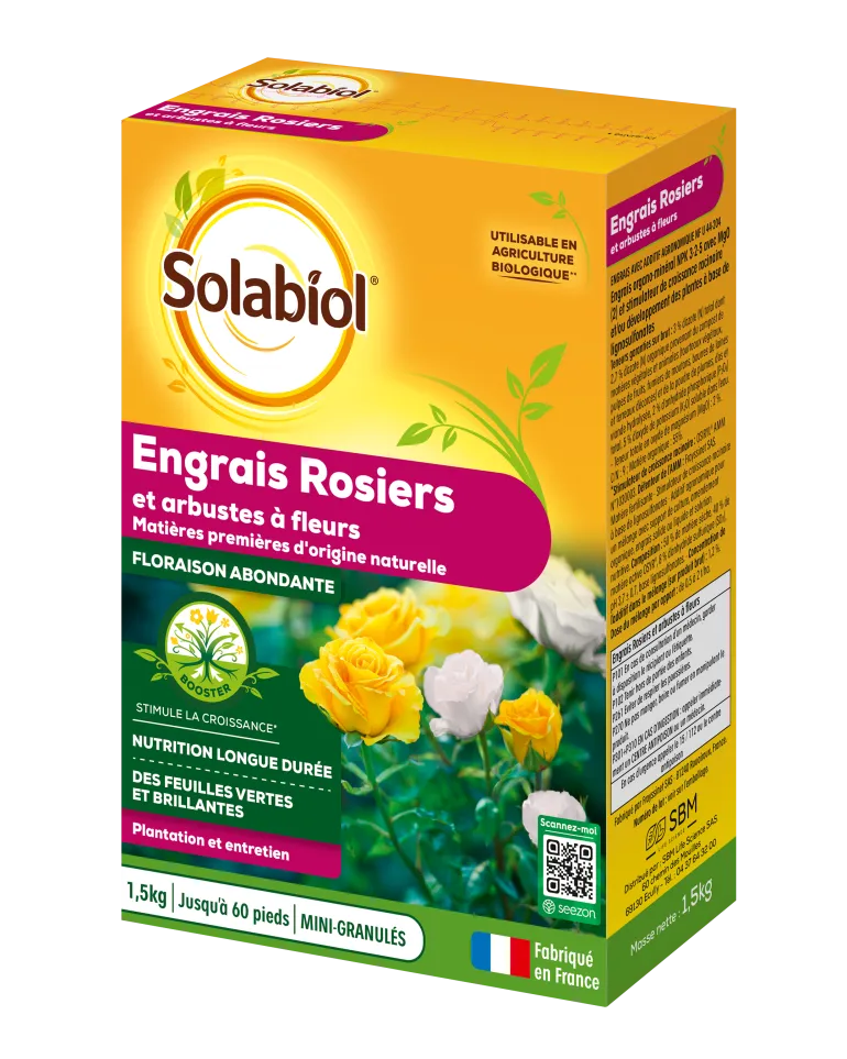 Engrais rosiers et arbustes à fleurs 1,5kg SOLABIOL