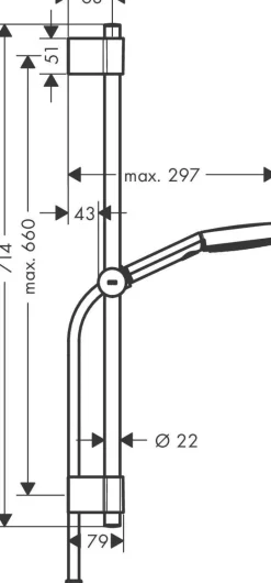 Ensemble de douche 1jet EcoSmart+ avec barre Varia 72cm