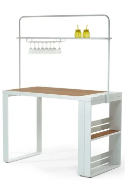 Ensemble table bar mange-debout+4 tabourets Cannes JARDILINE